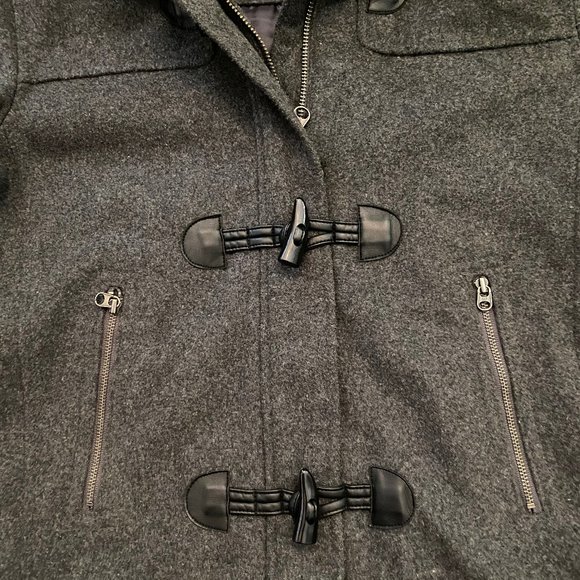 Gap Kids Wool-blend Grey Trendy Jacket, Faux Fur Hood -RARE! Sz XXL - Picture 3 of 4